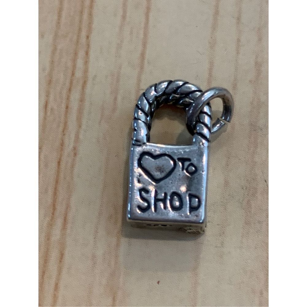 .925 Love to Shop Bag Sterling Silver Jewelry Charm #shop #heart